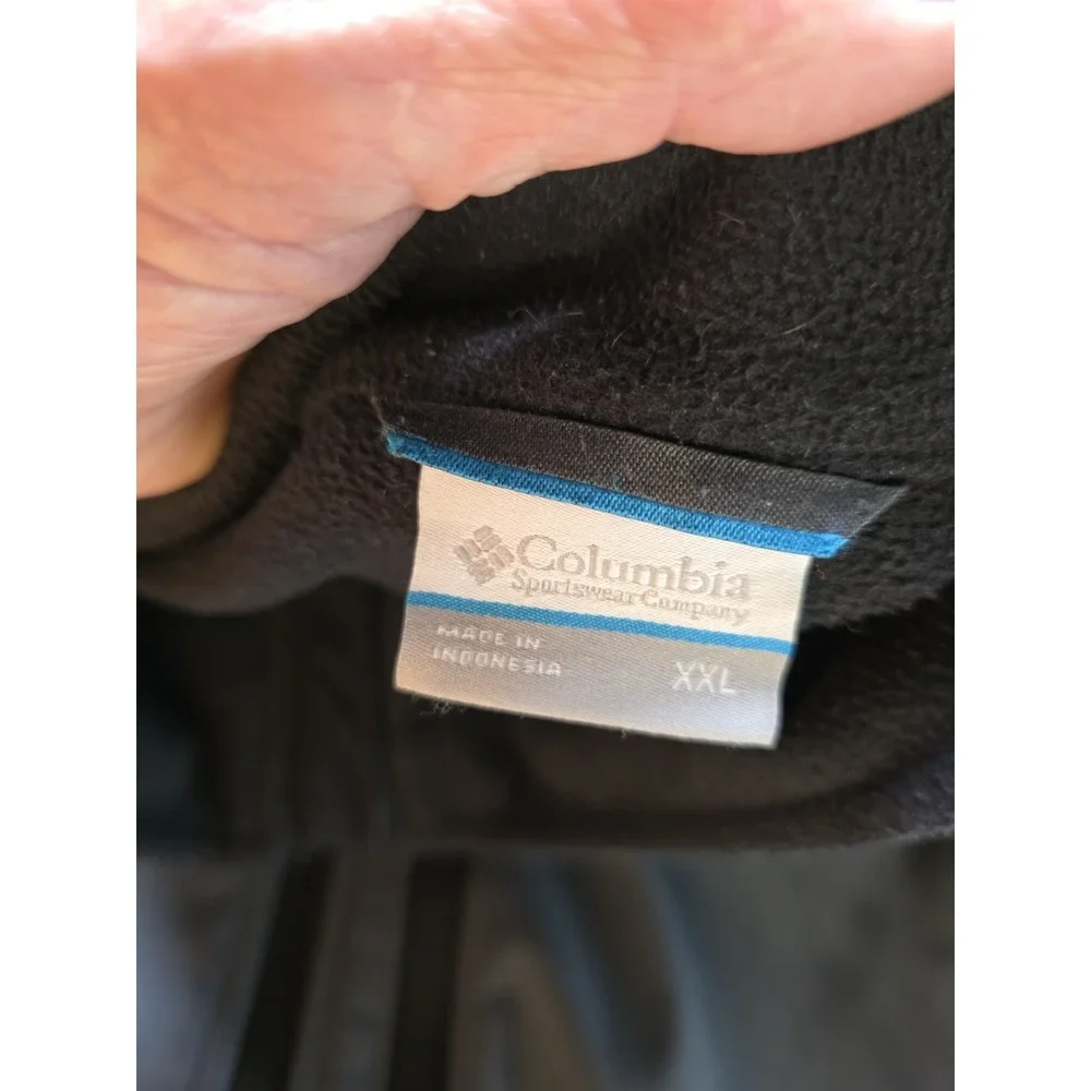 Columbia Mens XXL Softshell Jacket Black Grey Polyester Full Zip Hiking Outdoor